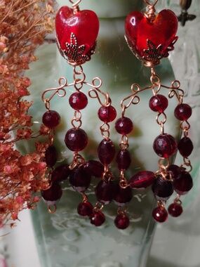Statement Handcrafted Heart Statement Bead Earrings